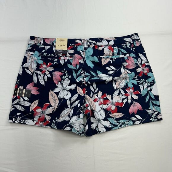 St Johns Bay Shorts Womens Size 18 Blue Floral Tropical Mid Rise Floral Beach - Picture 3 of 8